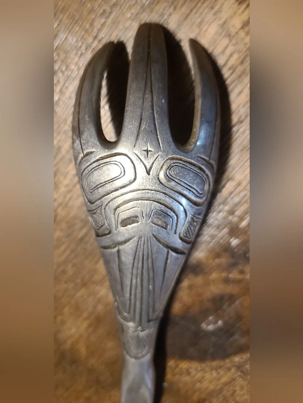 Vintage Boma Canada Pewter Totem Serving Fork